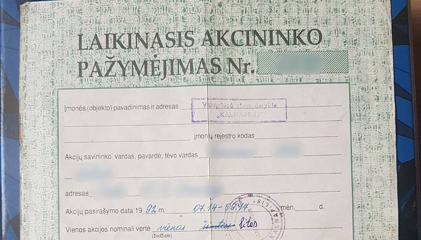 Radote dokumentą, įrodantį mirusio giminaičio pirktas akcijas? Ką daryti toliau