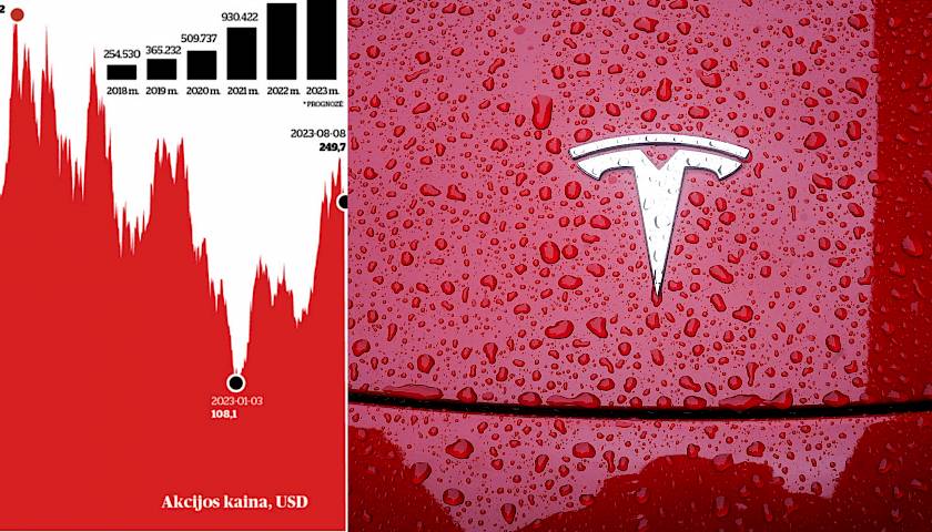 Infografika: investuotojų mėgstama „Tesla“ skaičiais, didžiausi elektromobilių gamintojai